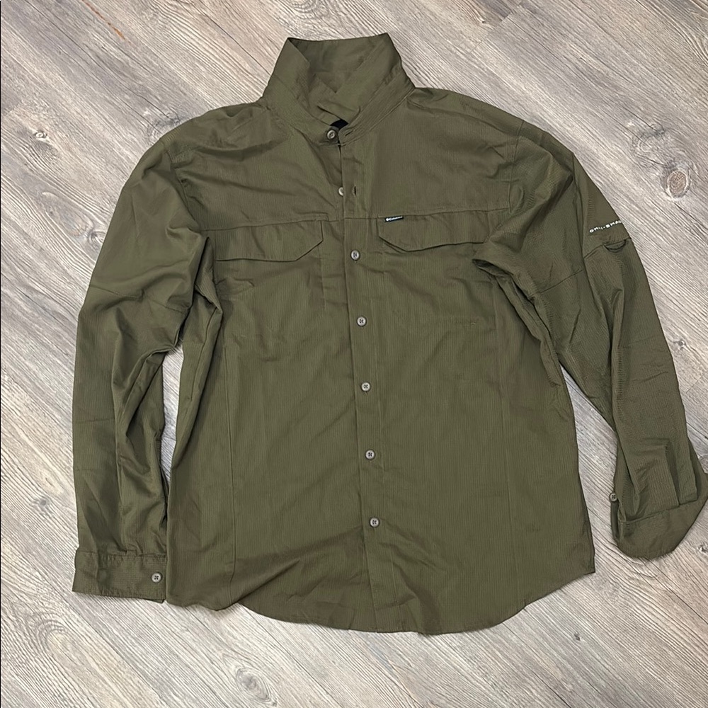 Olive Green Button-Up Shirt